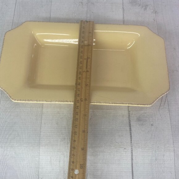 Taste of Home Entertaining Yellow Brown Edge Large Rim Ceramic Serving Tray - Picture 10 of 16